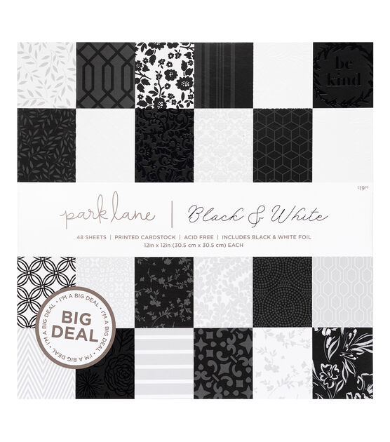 Park Lane 12x12 Cardstock Paper, 48 Sheets - Double Sided Multi Colored Cardstock, Textured Sheets - Thick Scrapbook Paper for Crafts A