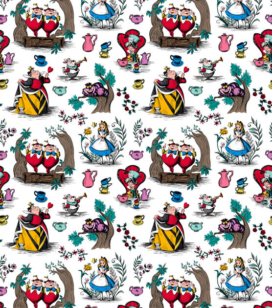 Alice In Wonderland Sketch Disney Cotton Fabric