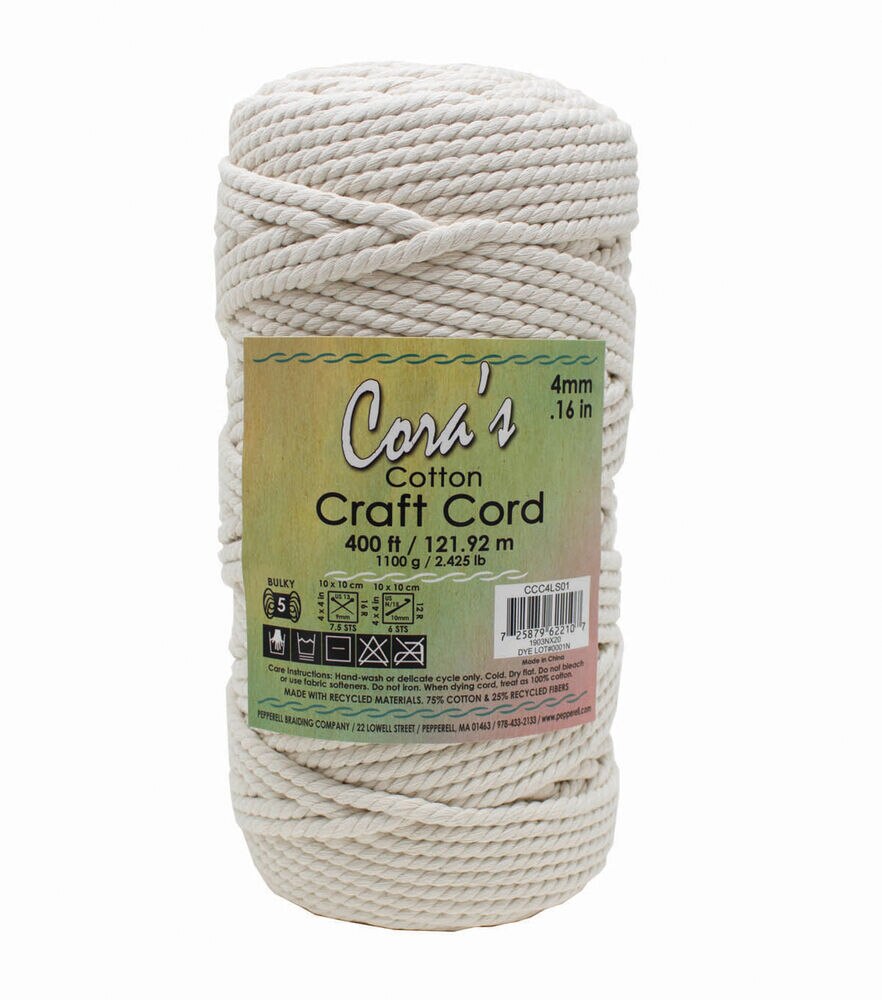 Macrame Natural Cotton Craft Cord, 4mm, swatch