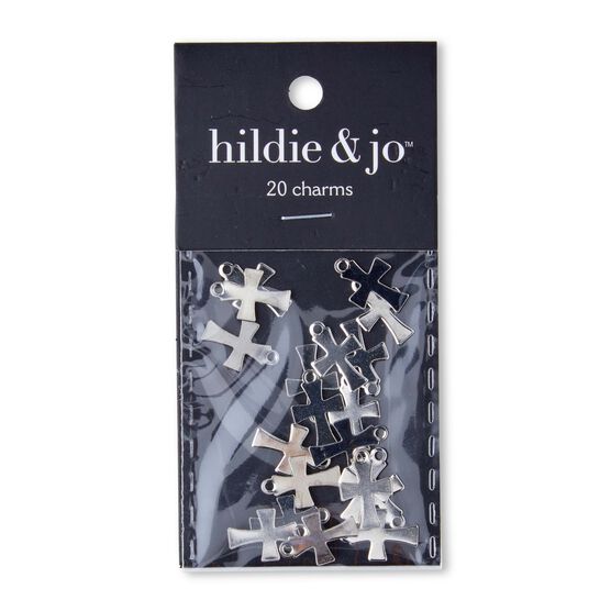 10mm x 6mm Silver Flat Cross Charms 20pk by hildie & jo