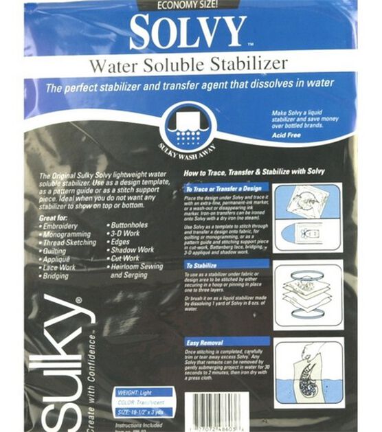 Sulky Solvy Water Soluble Stabilizer 19.5X3yd