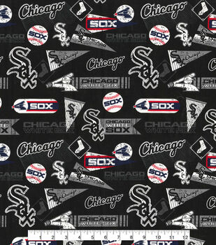 MLB Chicago White Sox Block Black/White/Gray Cotton Fabric 33"