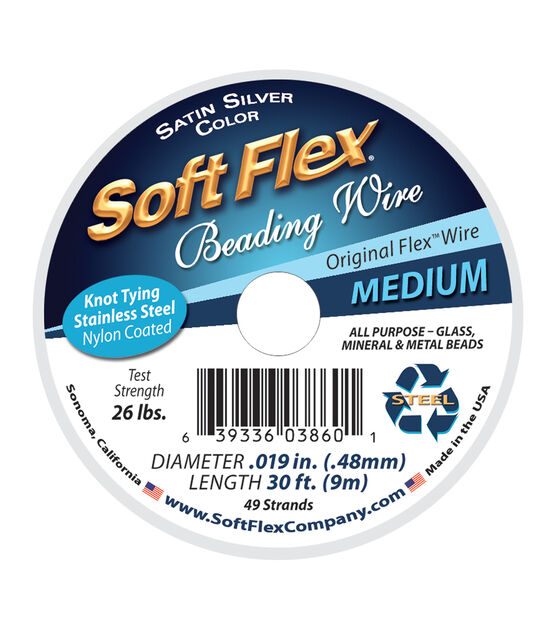 Soft Flex, 21 Strand Fine Beading Wire .014 inch Thick, 30 Feet, White