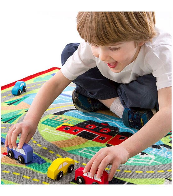 Melissa & Doug 5ct Round the Town Road Rug & Car Set, , hi-res, image 3