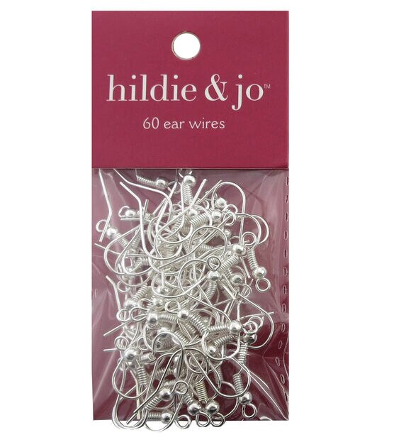 20mm Shiny Silver Metal Ball Fish Hook Ear Wires 60pk by hildie