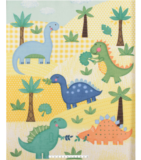 48" Wide Gingham & Dinosaur No Sew Fleece Blanket, , hi-res, image 3