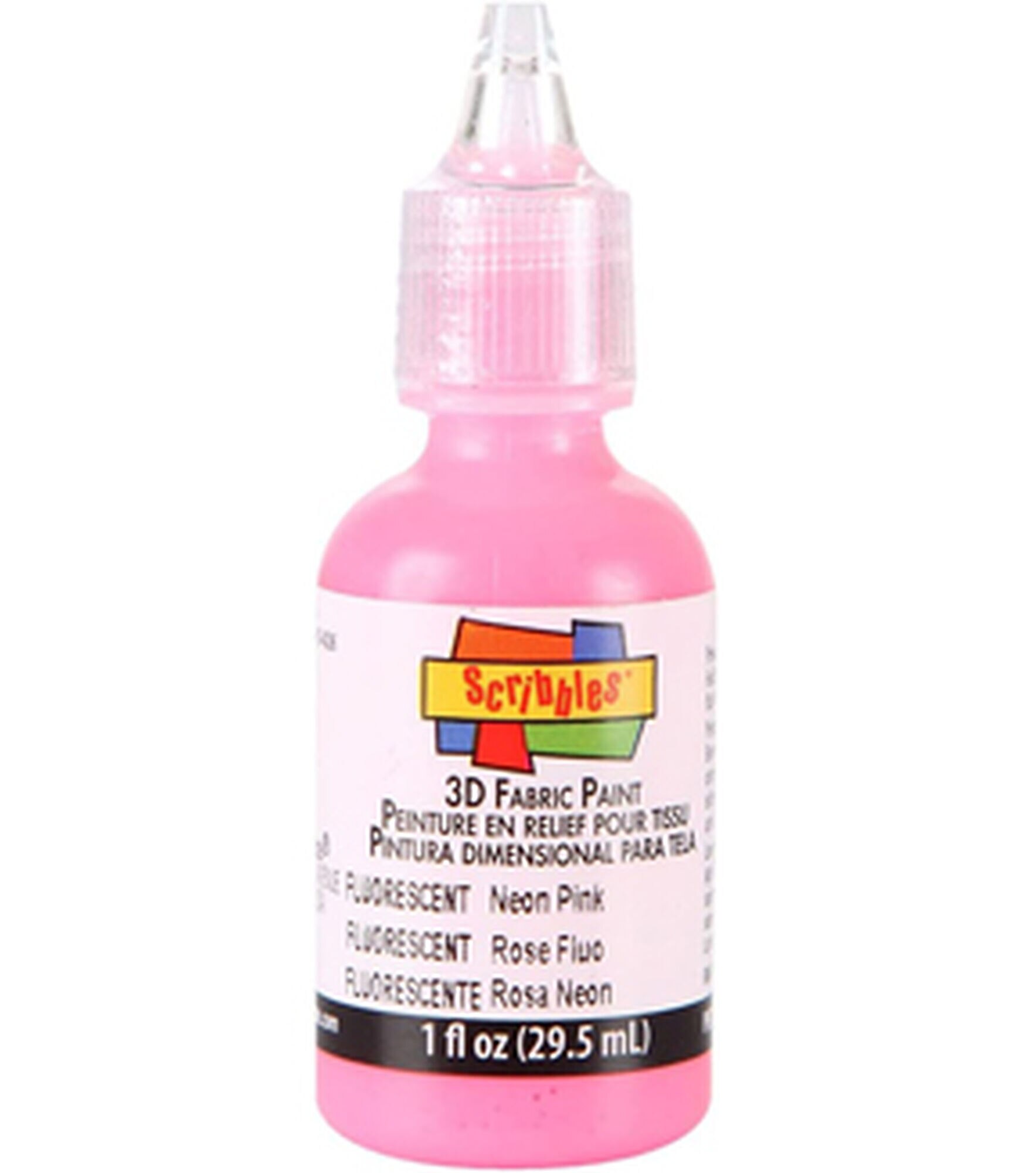 Scribbles Dimensional 1 oz Neon Fabric Paint, Neon-pink, hi-res