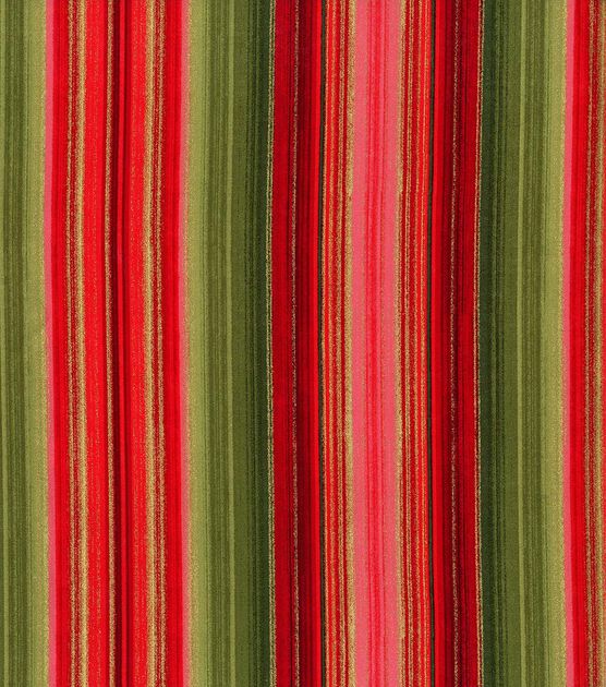 Hi Fashion Red Stripe Premium Metallic Cotton Fabric