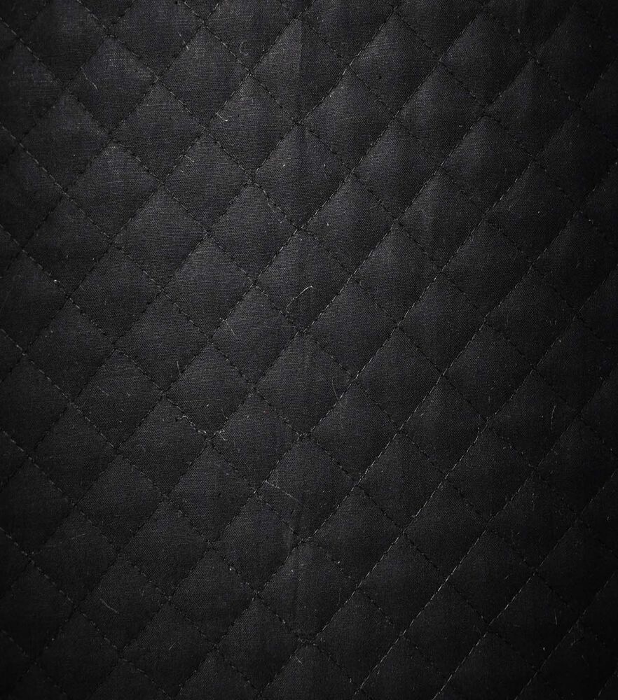 Diamond Solids Double Faced Pre Quilted Cotton Fabric, Black, swatch