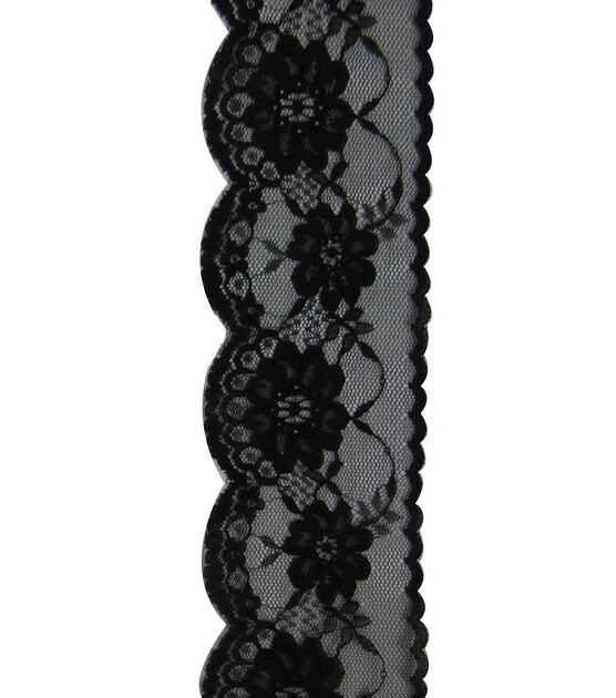 231 1Meter Hollow Out Floral Embroidered Black Lace Ribbon DIY