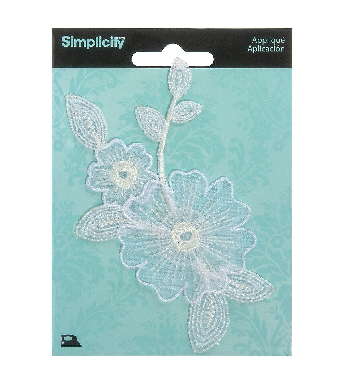 Simplicity 3.5 x 4 White Flowers Iron On Patch