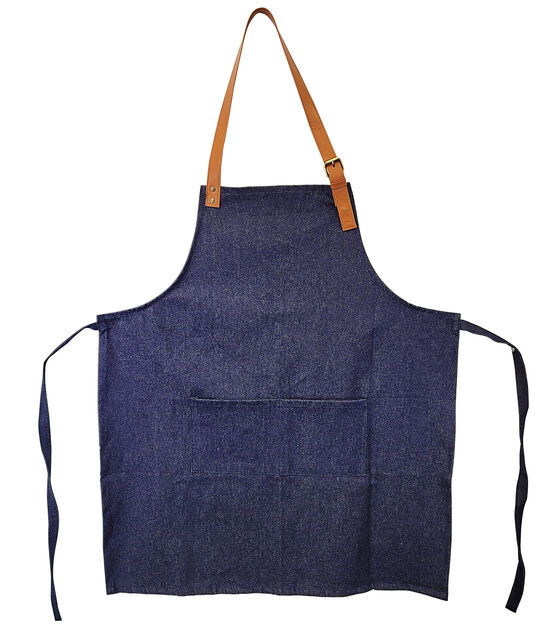 Polyester Apron, Adjustable Button Strap 2 Roomy Pockets Apron