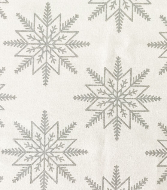 Silver Snowflakes Christmas Foil Flannel Fabric