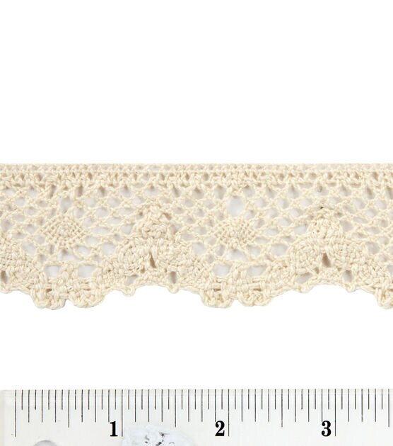 Wrights Venice Lace Scallop Edge Rose, 1-1/2 X 10 Yds, White