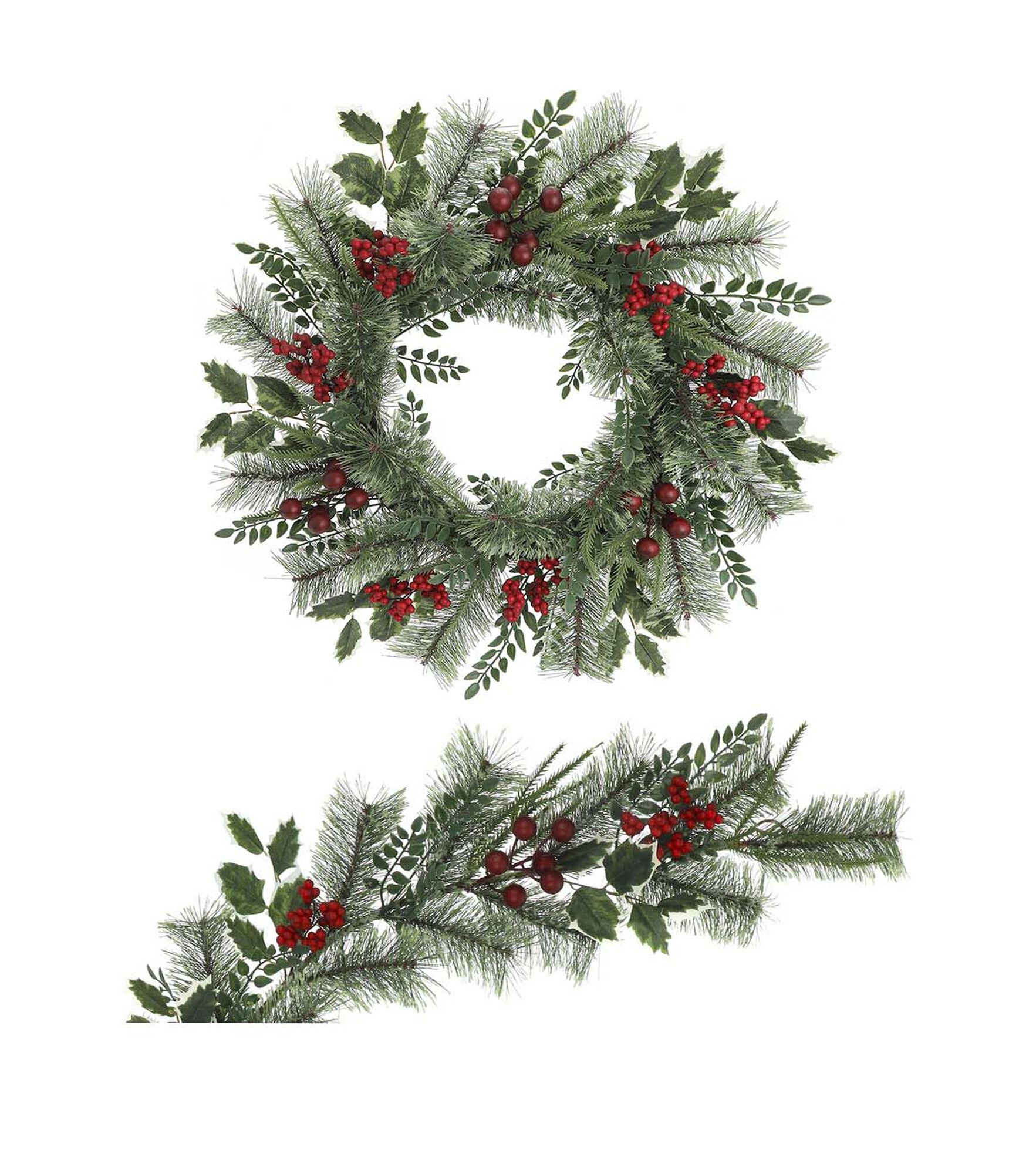 Garland from Branches of Holly with Red Berries. Christmas Decor Stock  Illustration - Illustration of black, ornament: 132289761