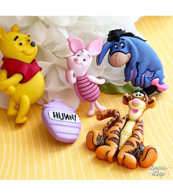 Dress It Up 5ct Disney Winnie the Pooh Novelty Buttons, , hi-res, image 3