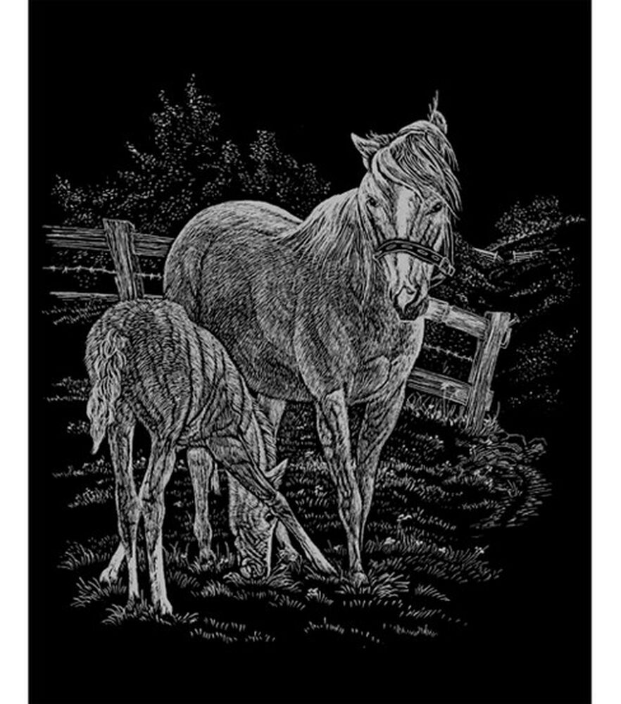Foil Engraving Art Kits 8''x10'', Mare & Foal, swatch