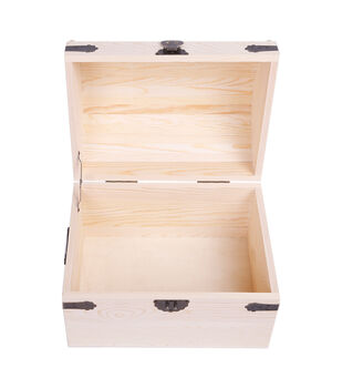 Extra Large Wooden Box Chest Storage Toy Tools Plain Wood Trunk Lid Craft  Boxes