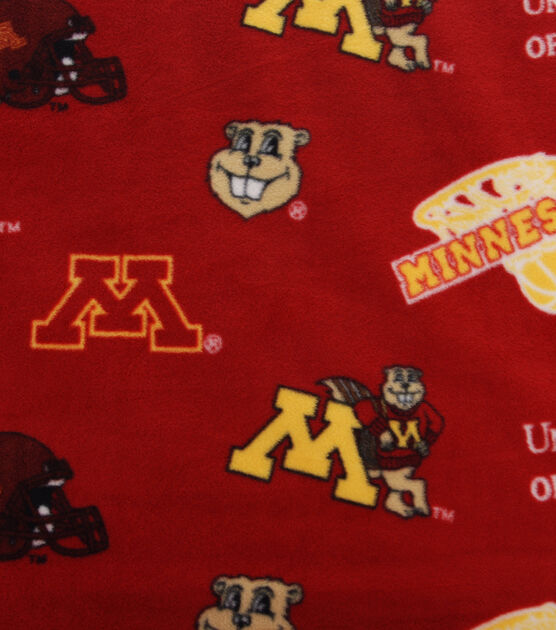 University of Minnesota Gophers Fleece Fabric Allover