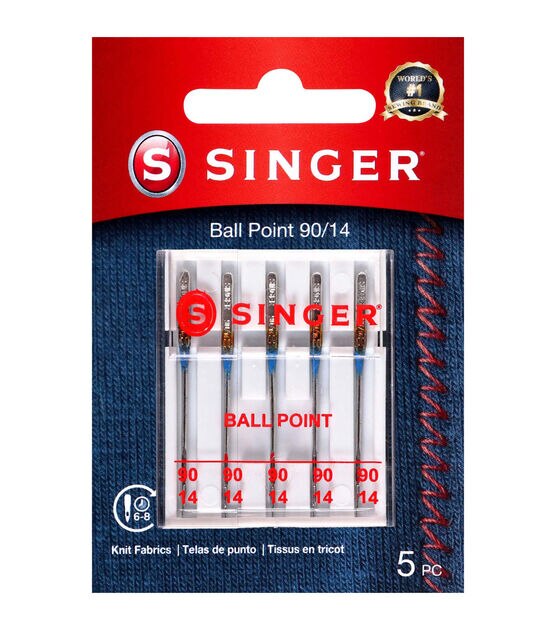 SINGER Ball Point Sewing Machine Needles, Size 90/14-5 Count