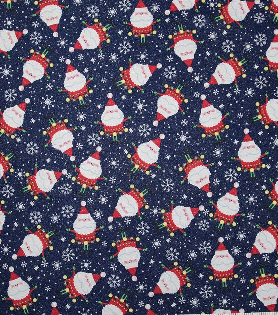 Santa with Ornaments 2 Glitter Christmas Cotton Fabric | JOANN