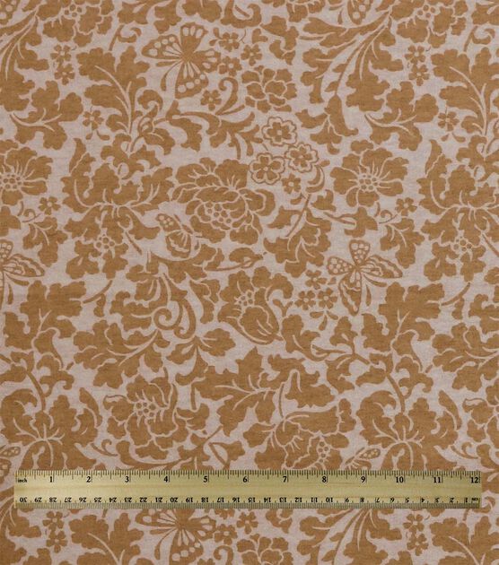 108" Tan Tonal Floral Wide Flannel Fabric, , hi-res, image 3