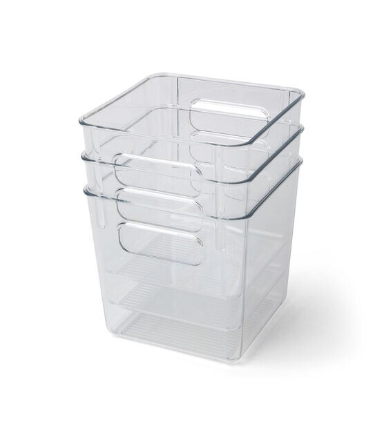 Bino Stackable Plastic Organizer Storage Bins, Medium - 2 Pack, Clear