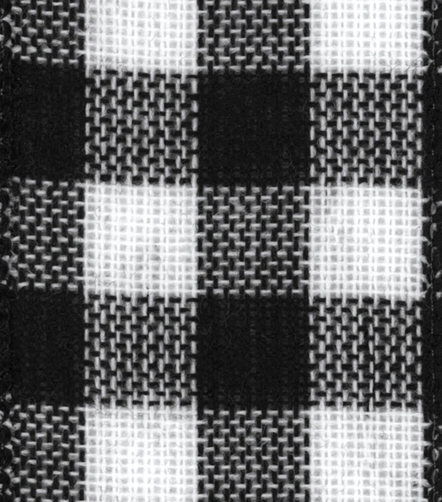 Offray Buffalo Check Ribbon 2.25"x9', Black & White, swatch