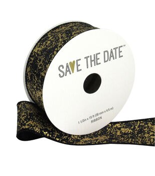 Save the Date 2.5 x 15' Black Lace Ribbon