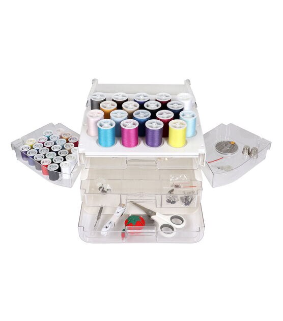 Singer Sew-It-Goes, 224 piezas, kit de costura y organizador de  manualidades, estuche de costura con hilo de coser a máquina, color blanco