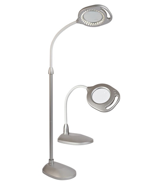 OttLite Lighting OttLite 56 LED 2 in 1 LED Magnifier Floor & Table Lamp - White - Floor Lamps - Sewing Supplies