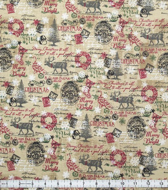 Santa Claus Farms Christmas Cotton Fabric