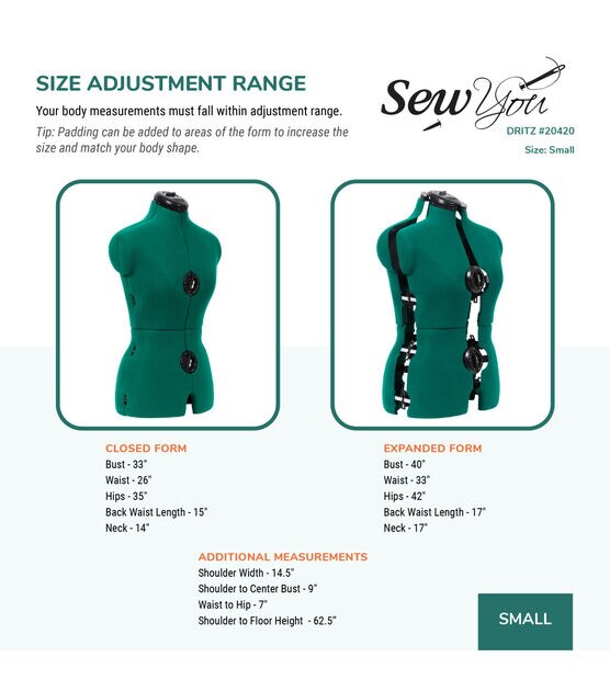 Dritz Sew You 28" Small Frame Adjustable Dress Form, , hi-res, image 3