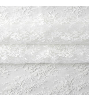 Bright White Chantilly Lace Fabric