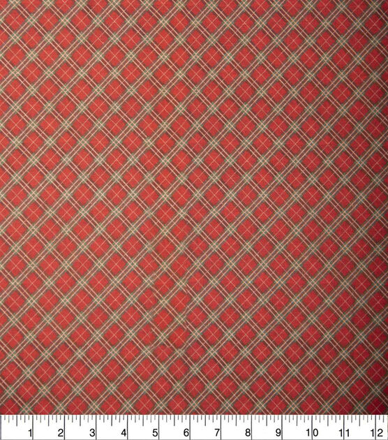 Red Sweater Plaid Christmas Cotton Fabric, , hi-res, image 2