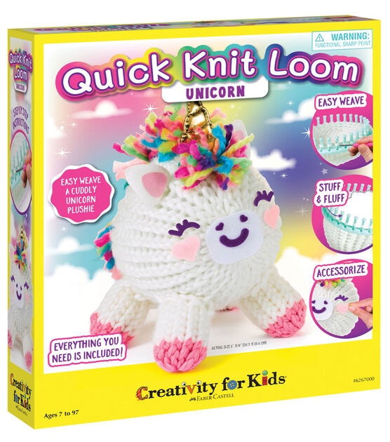  Creativity For Kids Quick Knit Button Scarf - Kids Knitting  Kit For Beginners