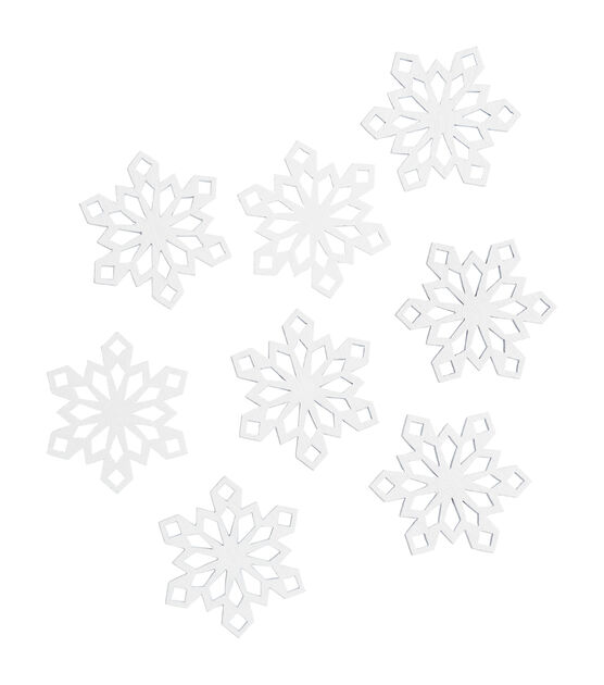 1 1/2 White Wood Snowflake Novelty Buttons 8pk - Buttons - Sewing Supplies