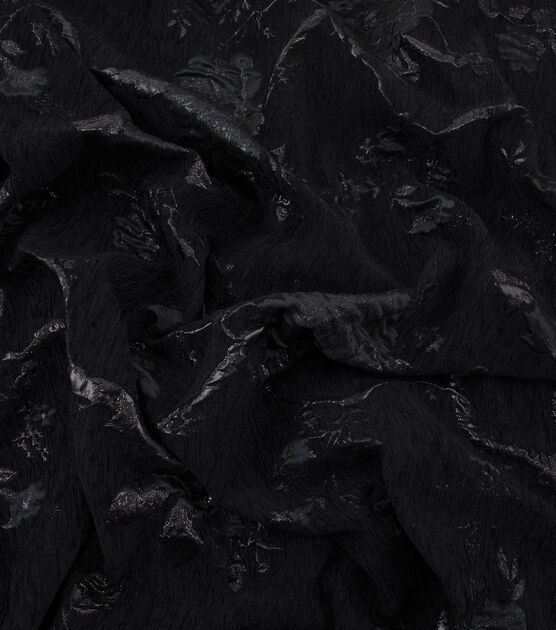 Black Floral Velvet Brocade Fabric
