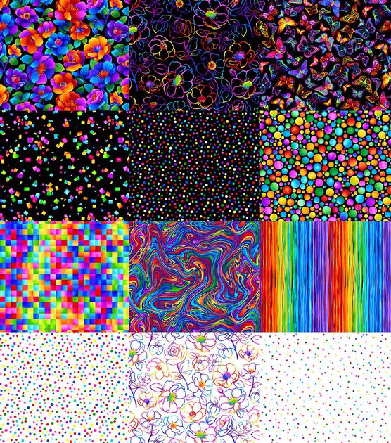 18" x 21" Rainbow Bright Cotton Fat Quarter Bundle 12pc, , hi-res, image 3