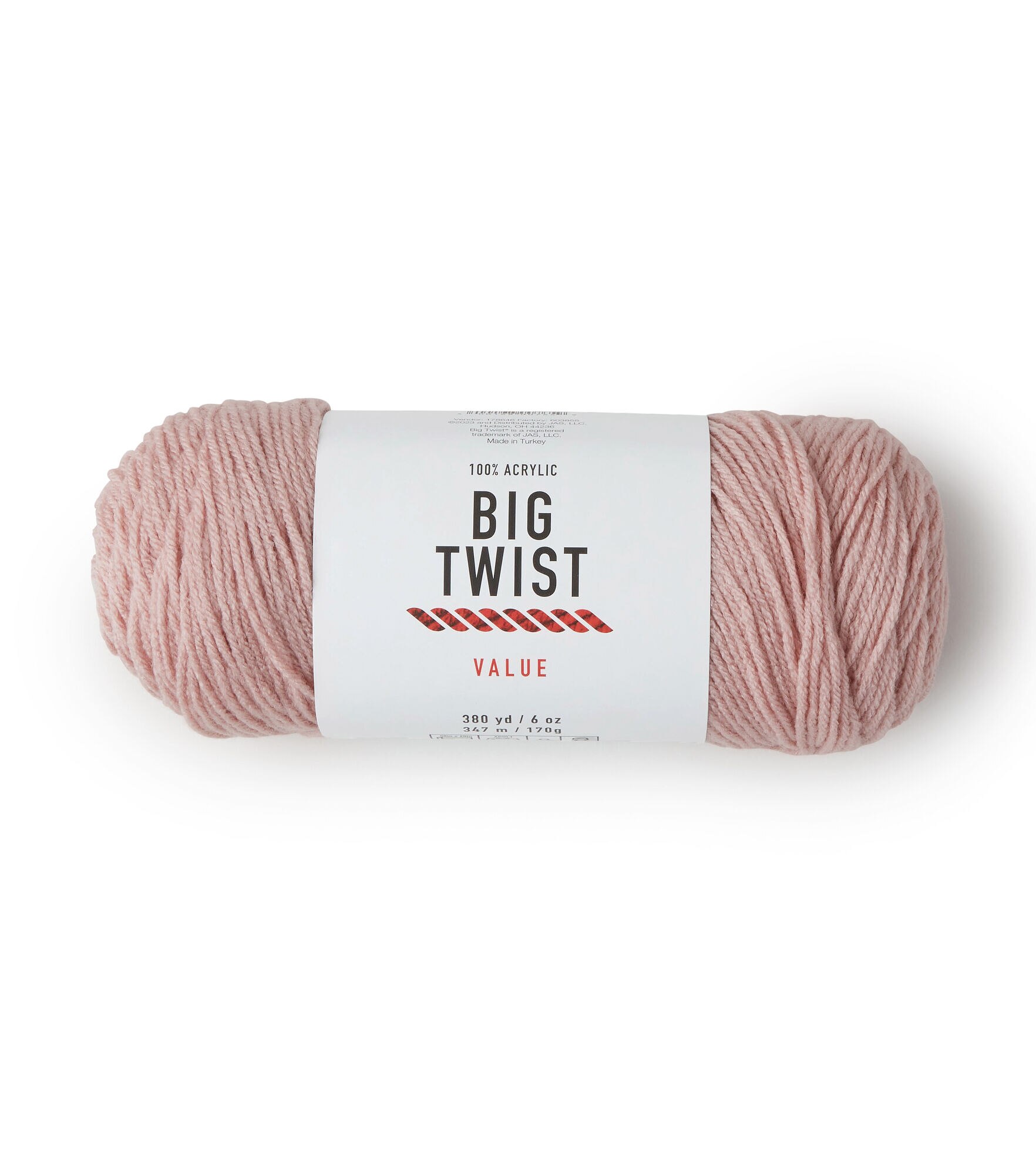 Value 380yd Worsted Acrylic Yarn by Big Twist, Light Rose, hi-res