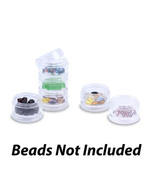 Set Storage Stackable Interlocking Clear Containers 12 with Lids Beads  Crafts Findings Small Items (2.75 Round)