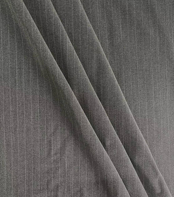 Mid-weight Wool Blend Pinstripe Pin Stripe Heather Grey/Off-White Fabric By  the Yard (3460W