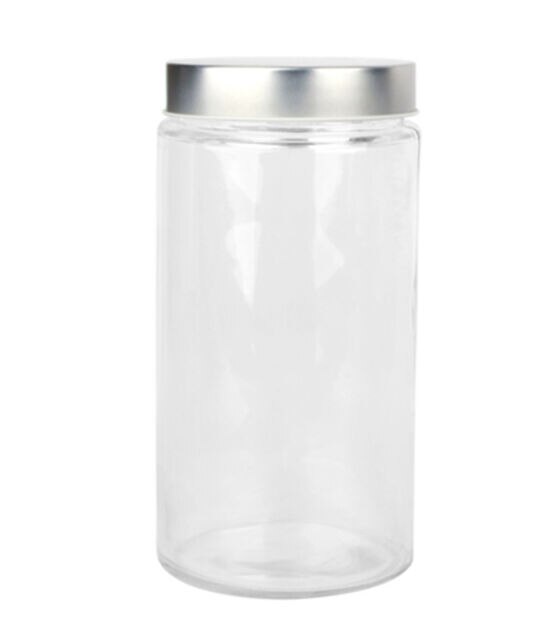 9" Round Glass Jar With Silver Metal Lid by Park Lane