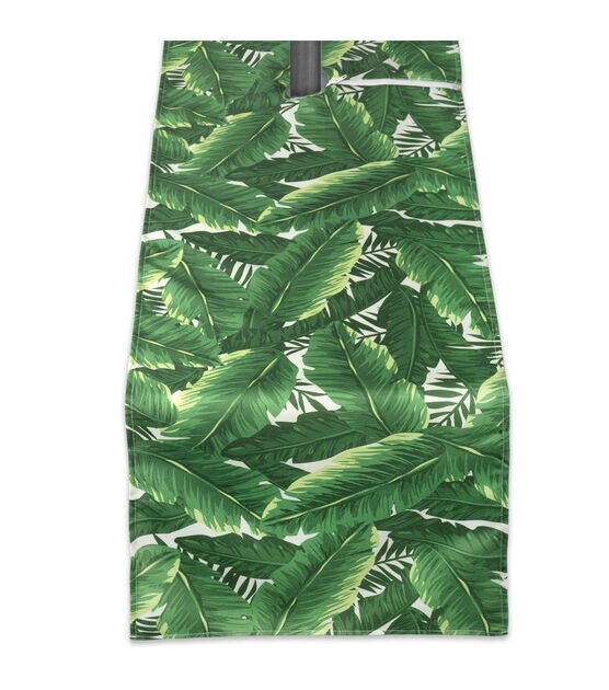 Design Imports Banana Leaf Outdoor Table Runner with Zipper