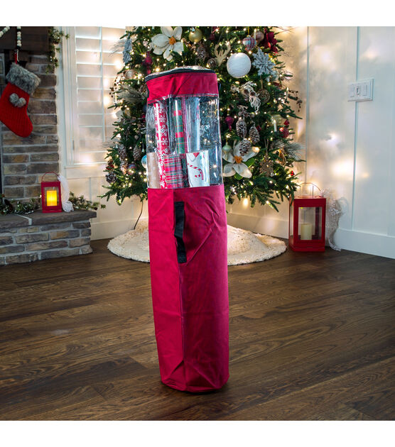 Santa's Bags 40 in. Tall Wrapping Paper Storage Box (Holds Up to 12 Rolls)  with Gift Wrap Accessory Bin SB-10456-RED-RS - The Home Depot
