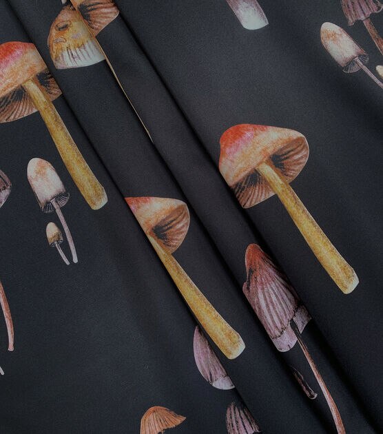 Black Mushroom Silky Fabric, , hi-res, image 2