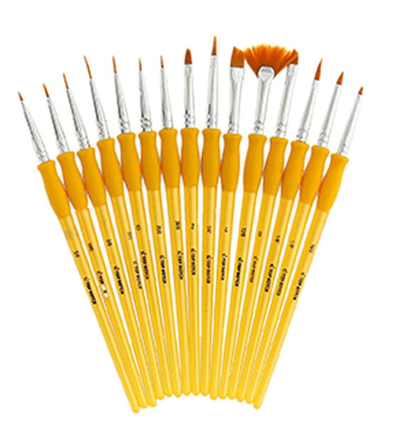 15ct Mini Gold Taklon Brush Value Pack by Top Notch, , hi-res, image 2