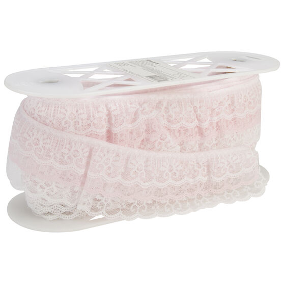 Simplicity 3 tier Lace Trim 2.5'' White & Pink