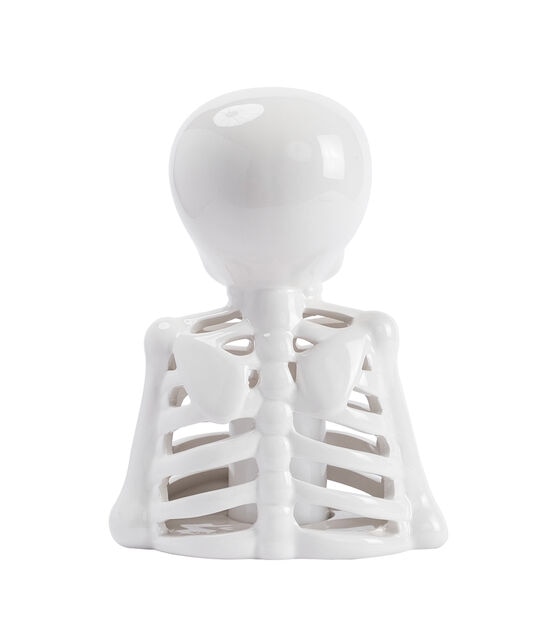 10" Halloween White LED Ceramic Skeleton by Place & Time, , hi-res, image 3