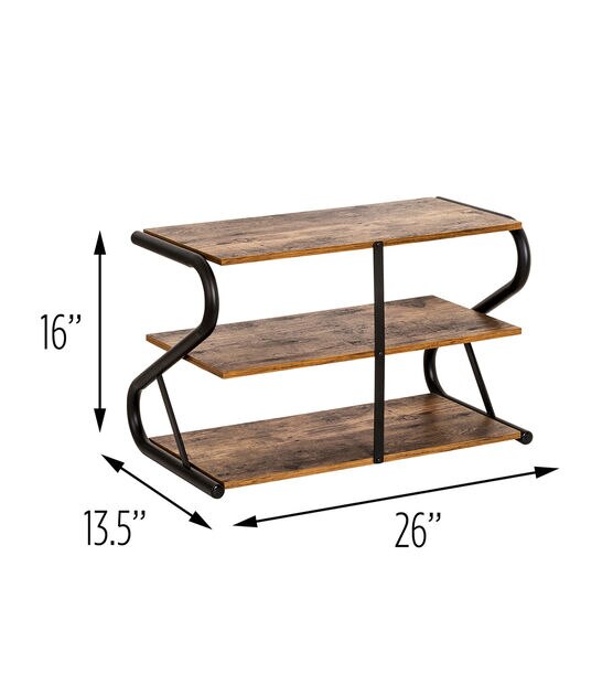 Honey-Can-Do Rustic Z-Frame Shoe Rack Brown